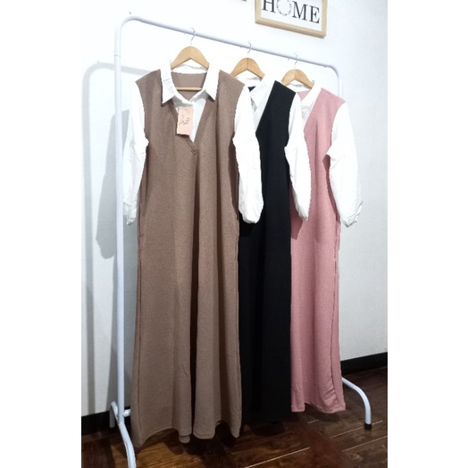 Anggifamily Gamis Knit Kombinasi by Clarke Clothing