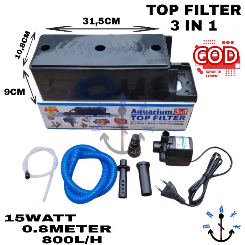 Filter Pompa Komplit Top Filter Box Aquarium 3 In 1 Marvin SP 1200 Garansi