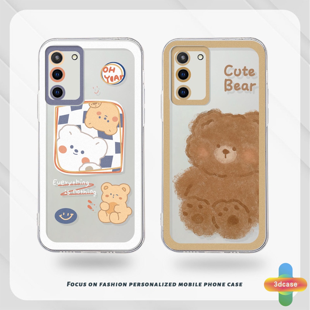 Casing Soft TPU Case Samsung A13 A23 A32 A52 A12 A03 A51 A03S A10S A50 A20S J7 Prime A02S A20 A50S A10 A30S A52S A30 M12 M01S A125 F12 M10S M40S A515F A207F M02S A025 F02S 11 12 13  7 8 6 Plus Couple Cute Bear Camera Protection Case