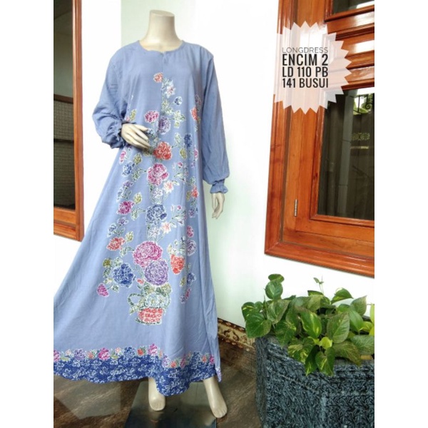 Daster Lengan Panjang Murah Long Dress Dres Gamis Longdress Baju Wanita Kekinian Remaja Dewasa Perempuan Busui Friendly Ibu Menyusui Resleting Kain Bahan Rayon Motif Batik Halus Modern Terbaru Ukuran Jumbo Harga Grosir Pakaian Muslim Motif Tradisional COD