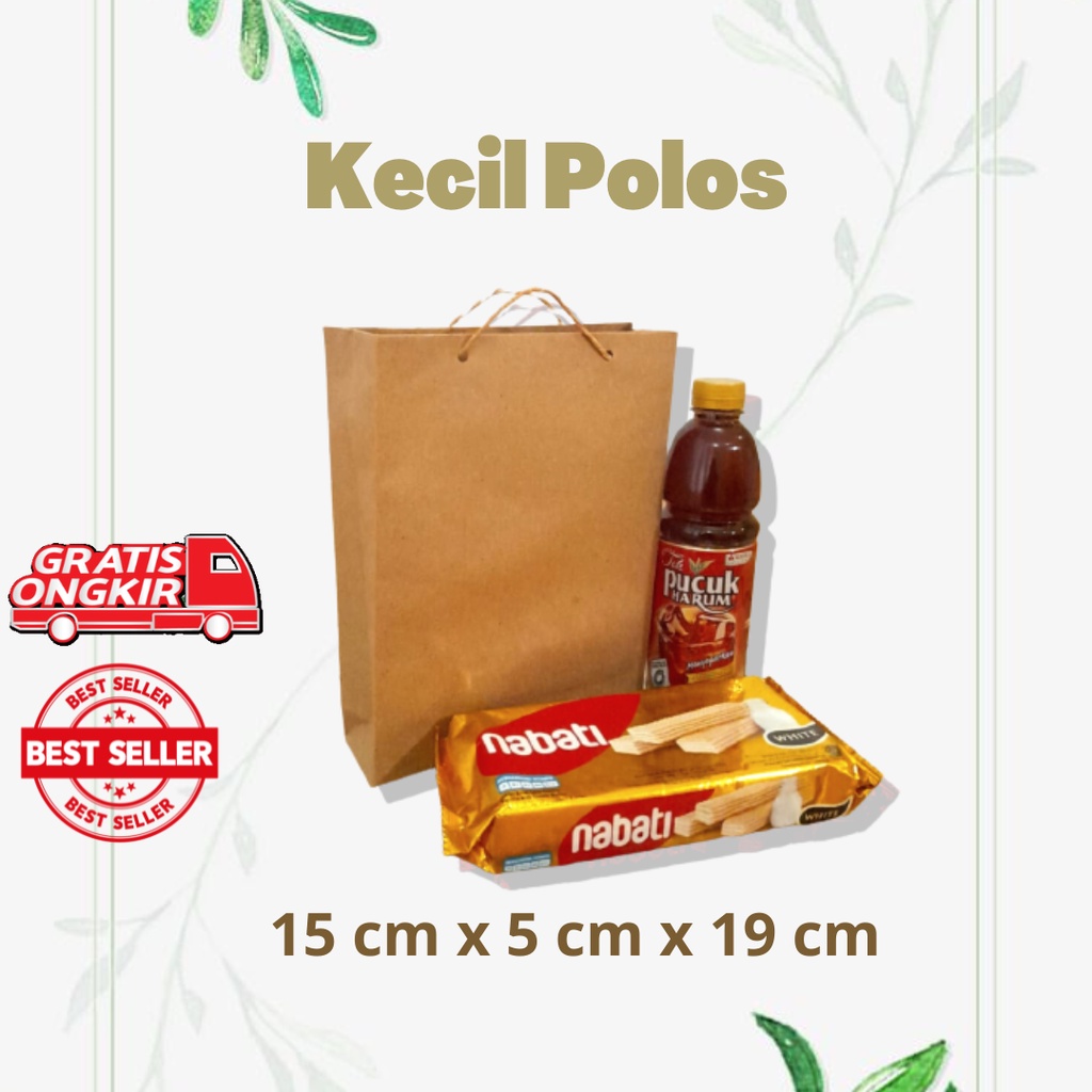

Paper bag KECIL POLOS COKLAT 15 x 5 x 19 / paperbag murah