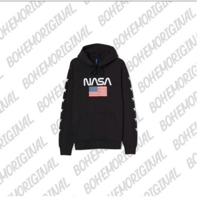 Sweater Hoodie HnM Nasa Black Original hnm Fulltag ...