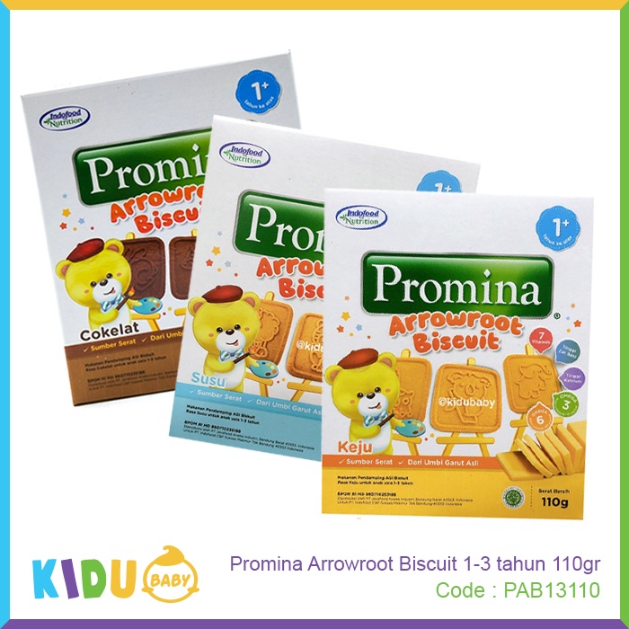 Promina Arrowroot Biscuit Keju Susu 1-3 tahun 110gr Biskuit Bayi Cemilan Bayi Makanan Bayi Kidu Baby