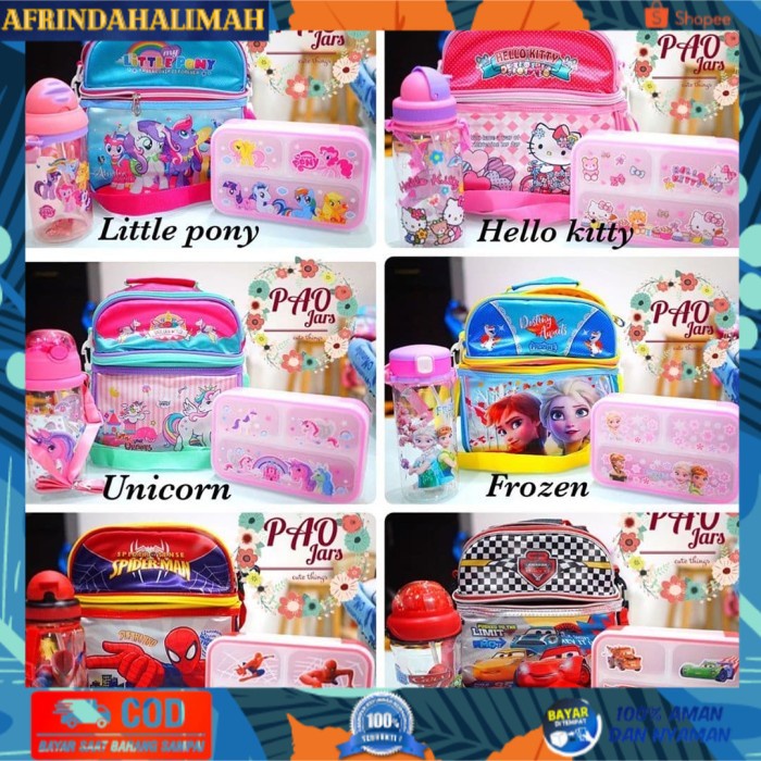 

{TERBARU} set makan yooye mini spiderman / set bekal sekolah cars / lunch box - ponny