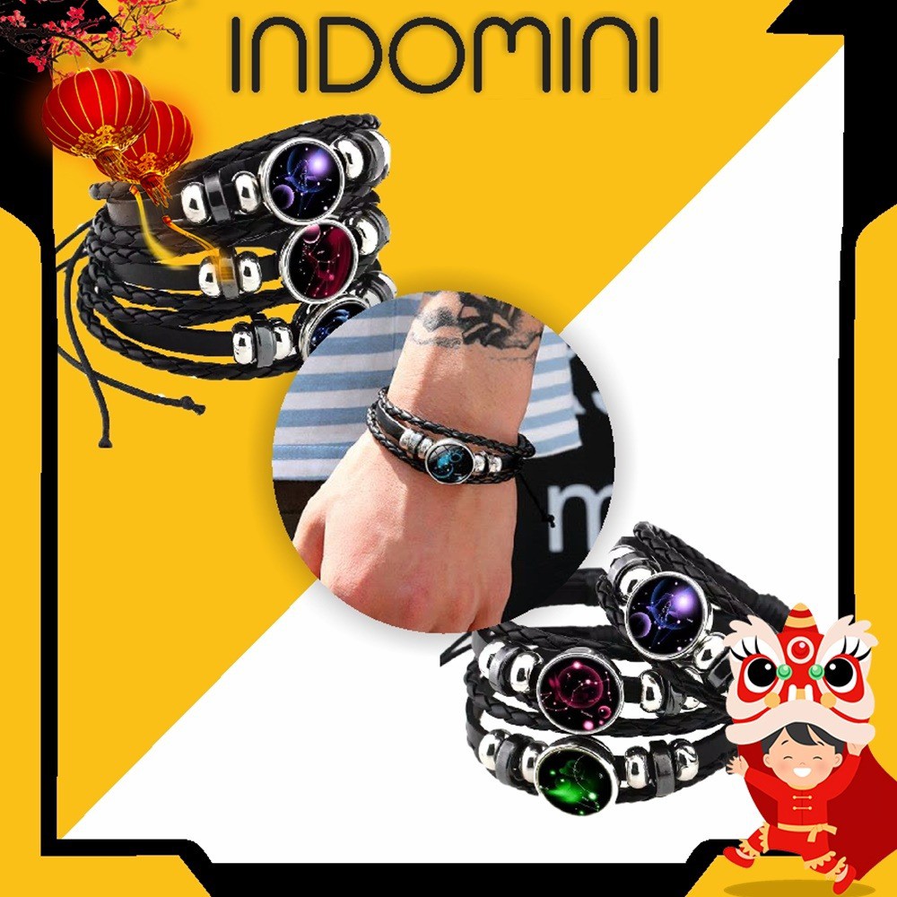 INDOMINI A004 GELANG ZODIAK  TANGAN WANITA PRIA  KEPANG 