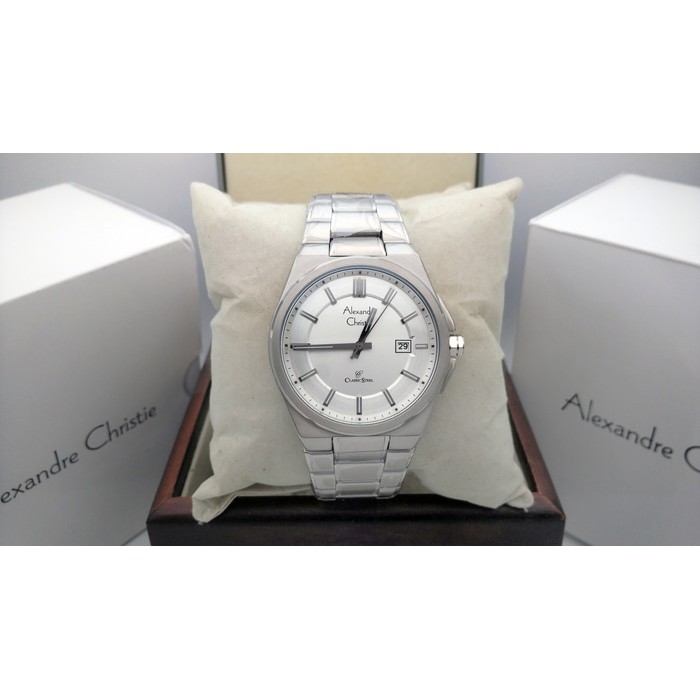 Jam Tangan Wanita Alexandre Christie AC 8506 Silver White Original