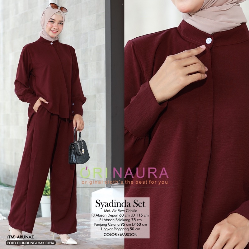 FIKRI NUMA KYRA SYADINDA ONE SET SETELAN WANITA BAHAN AIR FLOW crinkle ori by ori naura tulus signature-2