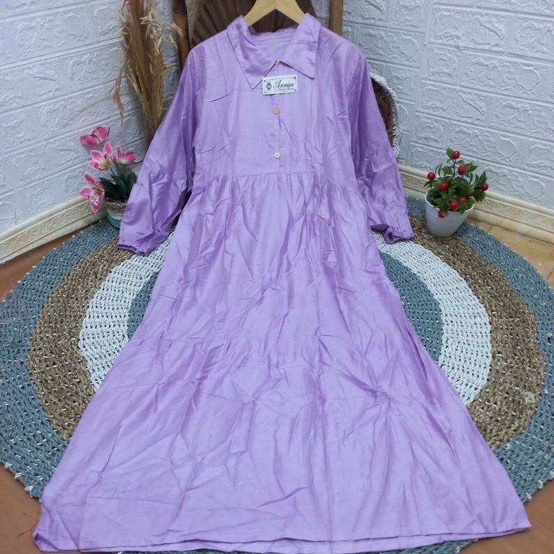 Baju Gamis Wanita Syar'i Muslim Remaja Sabinna Gamis Modis Wanita Lebaran 2021 Terbaru-Rayon lilac