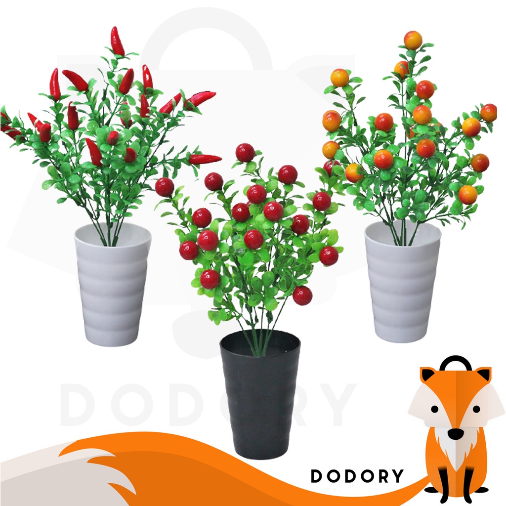 DODORY PT48 Pot Tanaman Cabai Jeruk Hias Bunga Hias Plastik Ornamen Pot Cabe Bongsai Artificial Flower Decoration