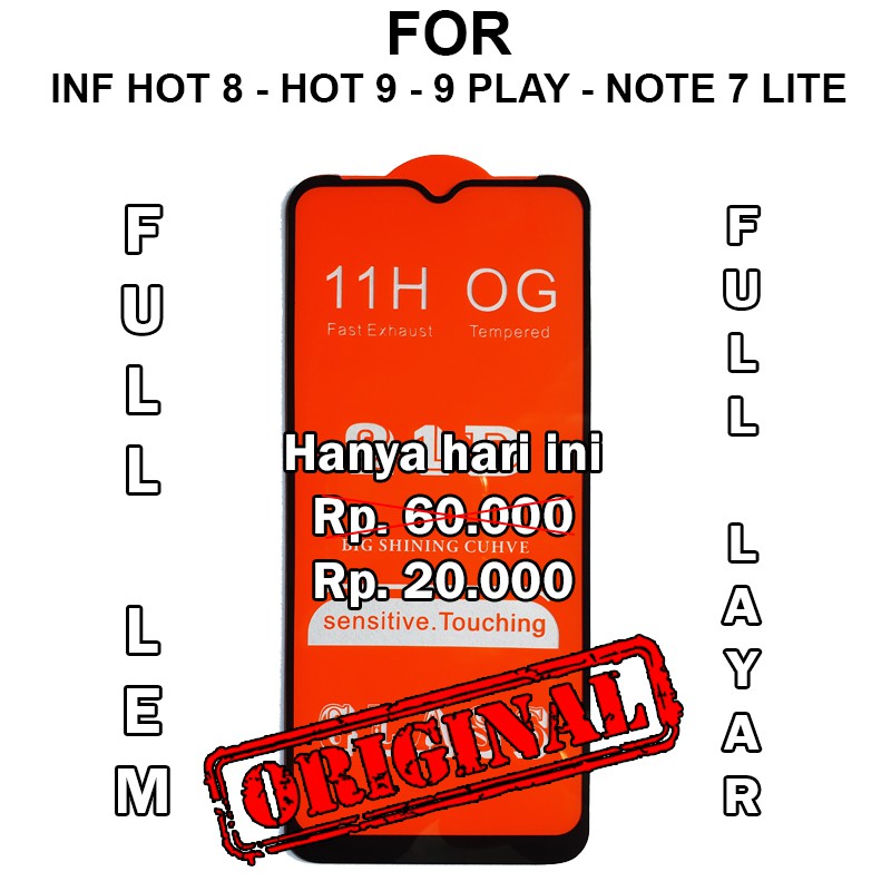 Tempered Glass 5D Infinix Hot 8 - Hot 9 Play - Note 7 Lite