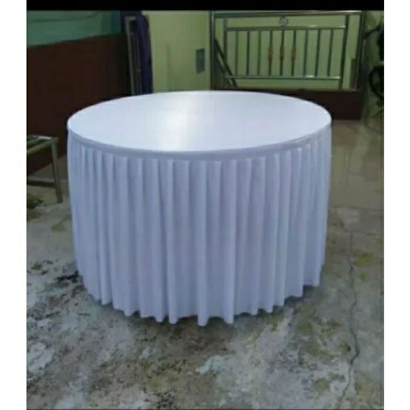cover meja bulat kain lotto tebal