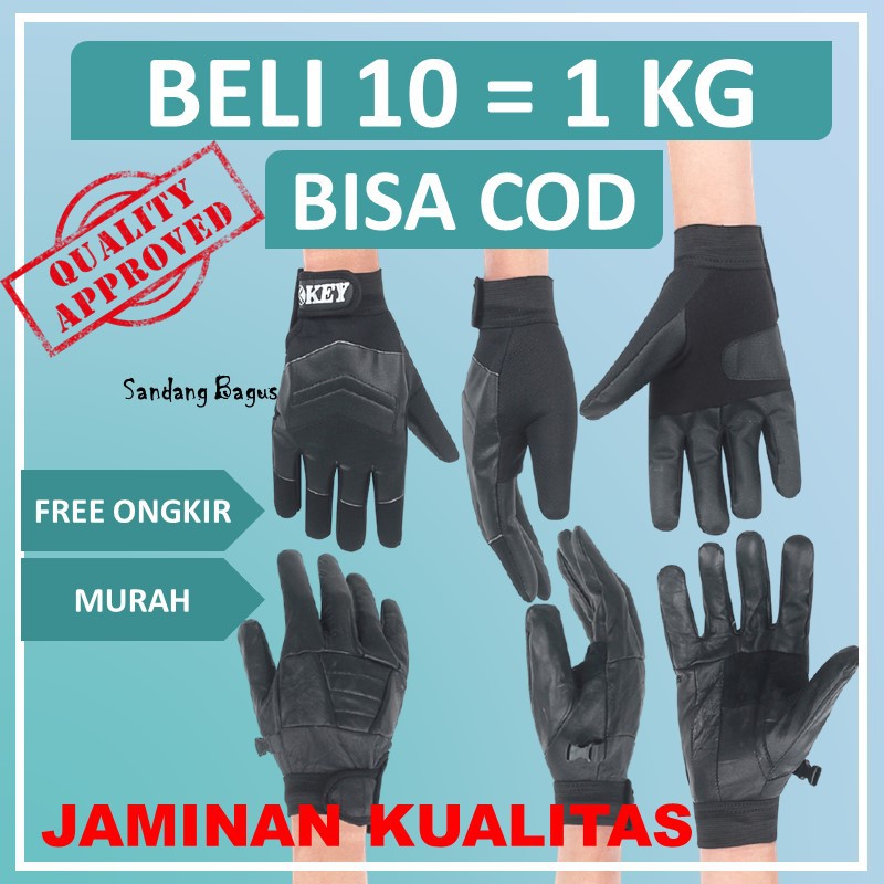 Sarung Tangan Motor Pria Anti Slip Casual Aksesoris Cross Trail Cowok Hitam Bagus Original Bandung