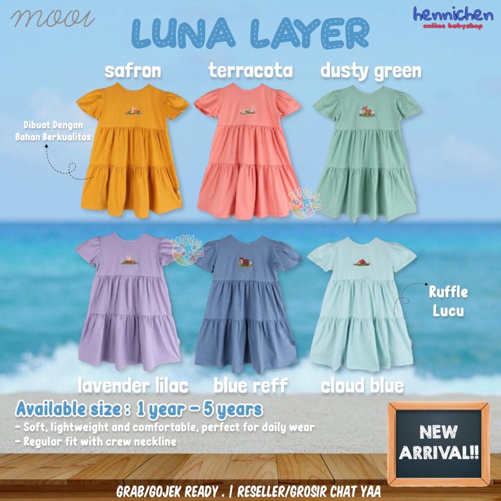 PROMO 7.7 PROMO BAJU LEBARAN MURAH Mooi Dress Anak Perempuan Ruffle LUNA Layer Dress - Fashion Anak Perempuan Dress bordir 1 - 5 Tahun