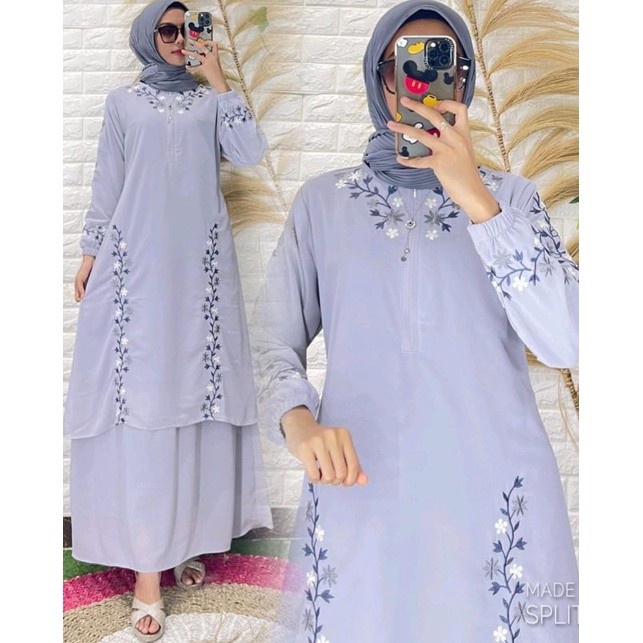 Stars Dress muslim wanita terbaru lebaran 2022 Baju Gamis Bordir Musli