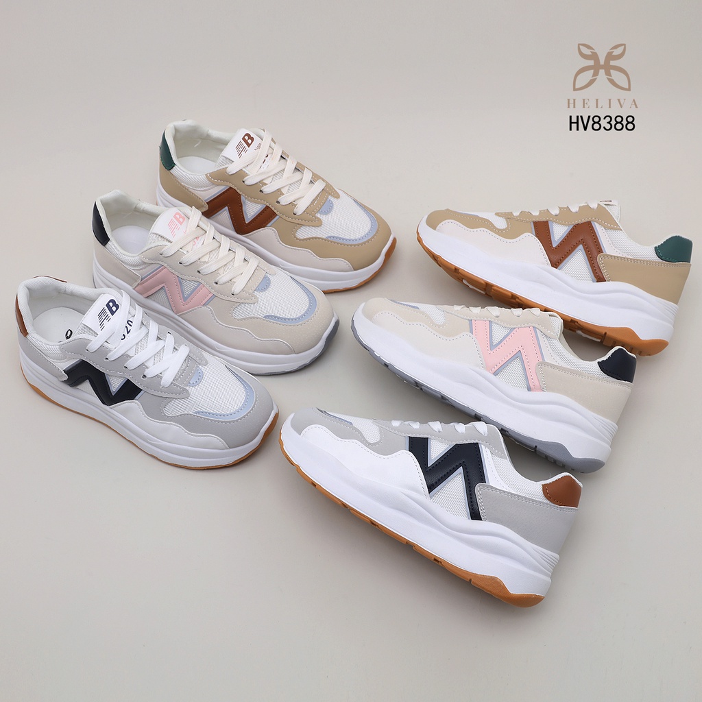 HELIVA KARA Sneaker Shoes Tali Anti Slip Sol 4,5cm Bahan Kulit HV8388 Original Brand