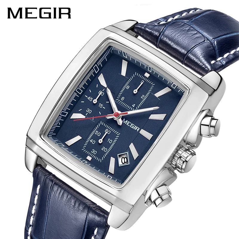 MEGIR 2028 Jam Tangan Pria Analog Chronograph Tali Kulit Luminous WATCHKITE WKOS