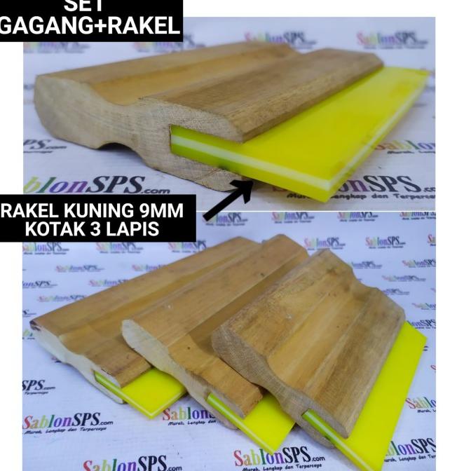 

RAKEL SABLON PLASTISOL KUNING 3 LAPIS KOTAK 9X50MM GAGANG KAYU P. 30CM