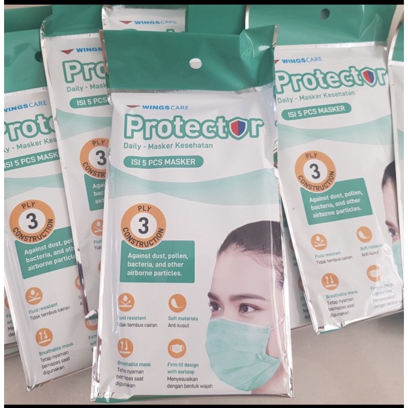 Masker Wings Protektor SACHET isi 5 pcs Multifungsi Murah Laris Laku