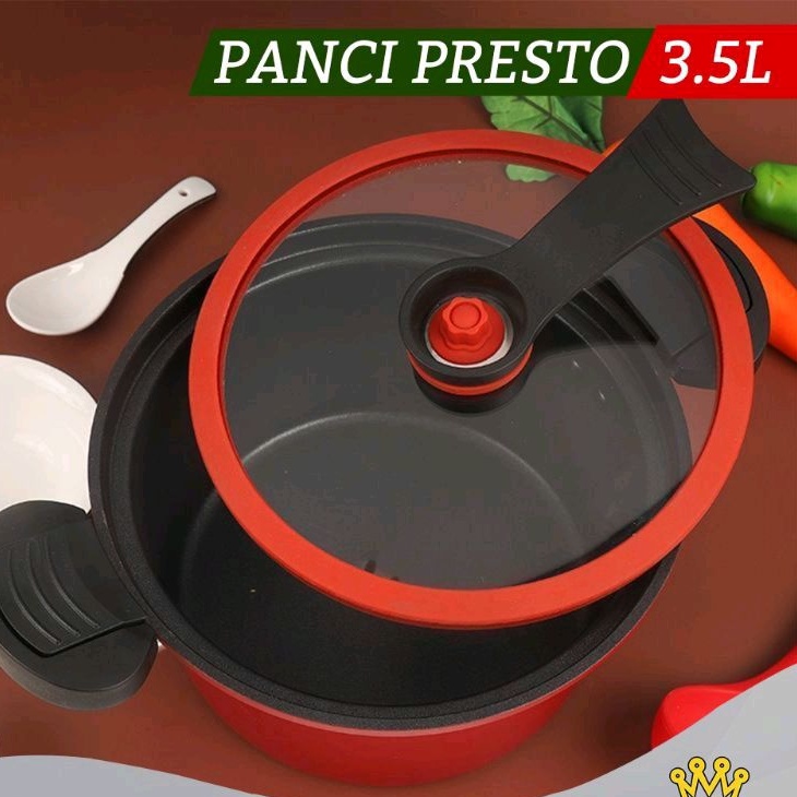 Panci Presto 3.5Liter Teflon Micro Pressure Cooker Micro Pot ANTI LENGKET Panci Masak Serbaguna kokoh tahan lama ORIGINAL ORIGINAL