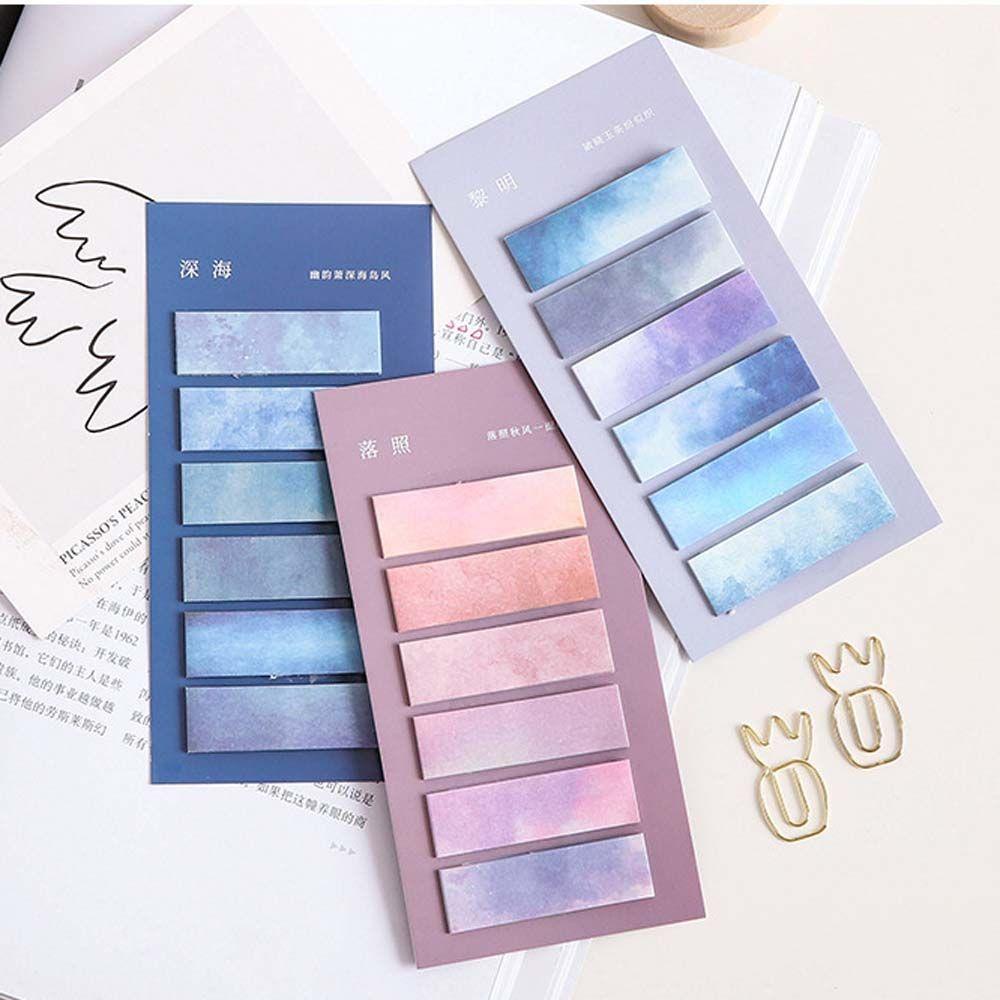 [Elegan] Gradient Index Portable Kawaii Notepad Bookmark To Do List Kertas Perlengkapan Kantor Sekolah Tangan Akun Notes Memo Pad