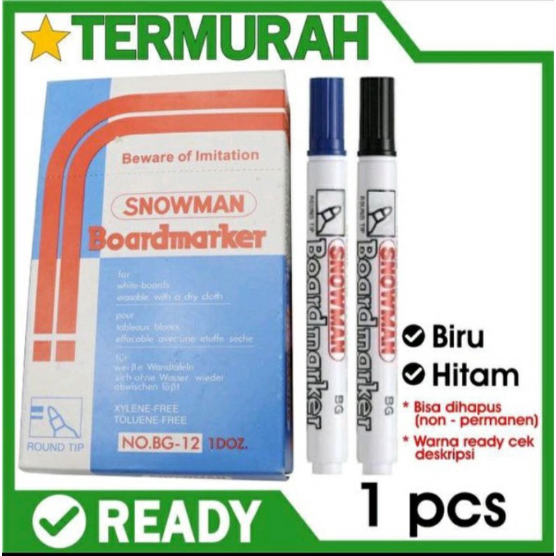 

Snowman whiteboard spidol white board papan marker bg12 hitam biru