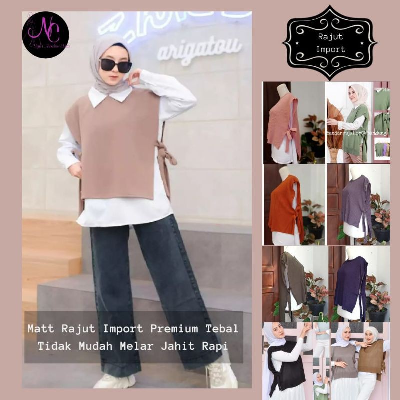 COD Rompi Vest Knit Rajut Tebal Import Tali Pinggang Kekinian Rompi Korean Style Rajut Terbaru