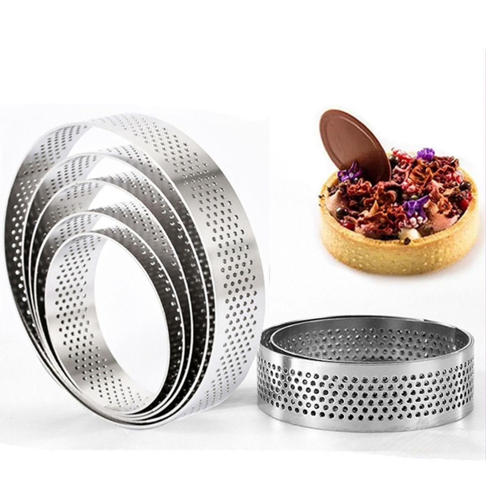 Cetakan Tartlet SOLIGHTER Bentuk Lingkaran Berlubang Bahan Stainless Steel