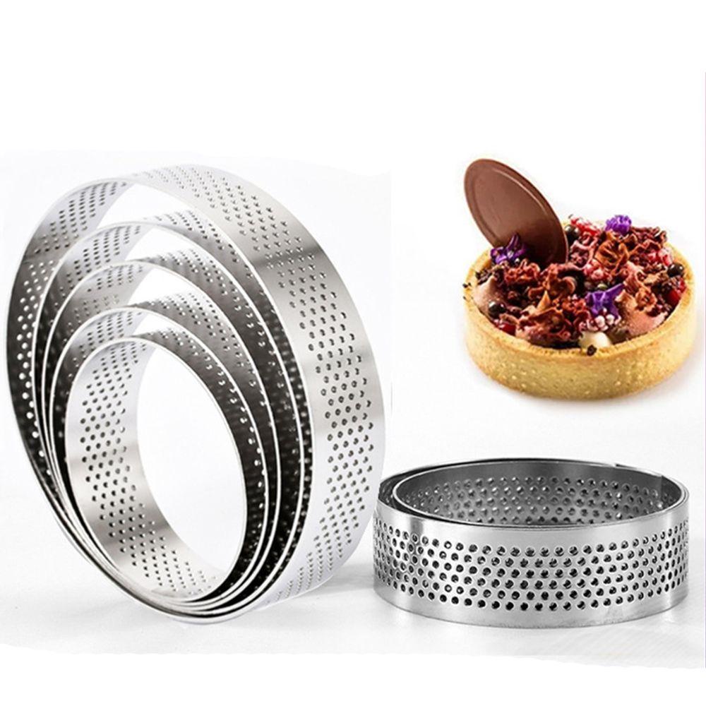 Suyo Cetakan Tartlet Alat Dekorasi Cetakan Lingkaran Berlubang Stainless Steel