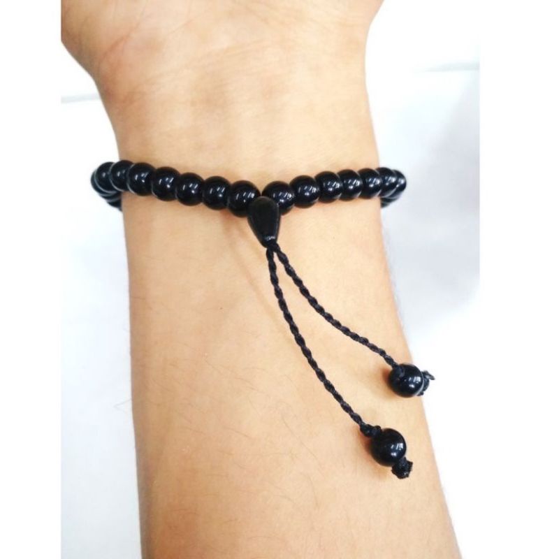 4s Grosir Solo || Gelang Simple Manik Hitam Polos Untuk Pria Dan Wanita