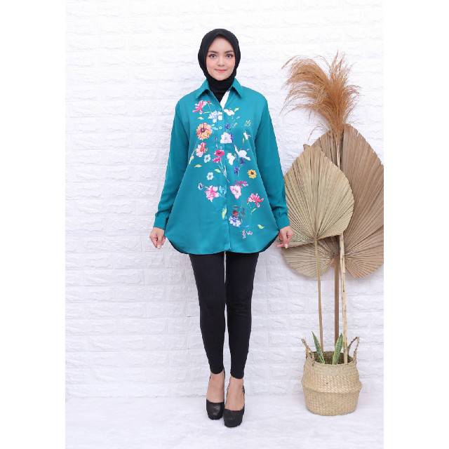 Blouse Kemeja bunga Lukis Warma