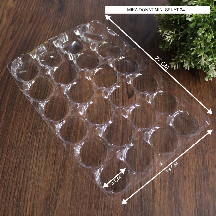Mika Donat Mini Sekat 24 Tray Alas Mika Plastik Donat Kecil Nastar Packaging Cakes (Isi 25pcs)
