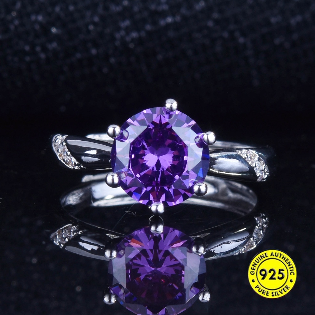 Cincin Amethyst Moissanite Model Terbuka