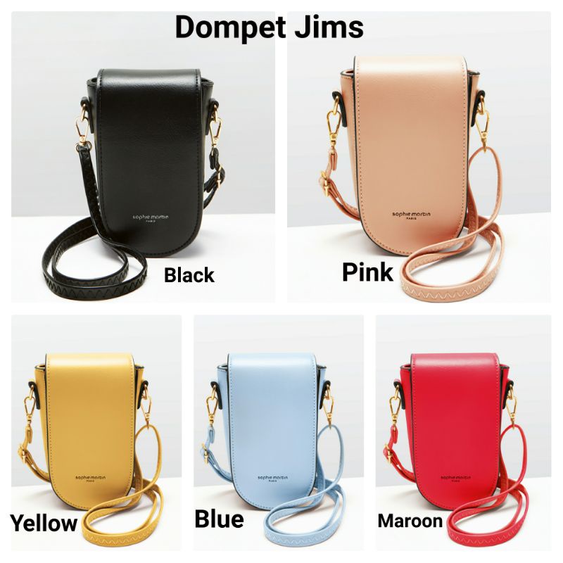 DOMPET JIMS PHONE : MAROON / YELLOW / BLUE / PINK / BLACK , SOPHIE MARTIN PARIS OFFICIAL PROMO ORIGINAL DOMPET KOIN &amp; HP SLING PHONE WANITA