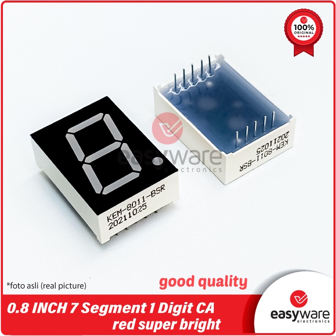 7 Segment 0.8 INCH CA Super Bright KEM Original LED SEVEN SEGMENT