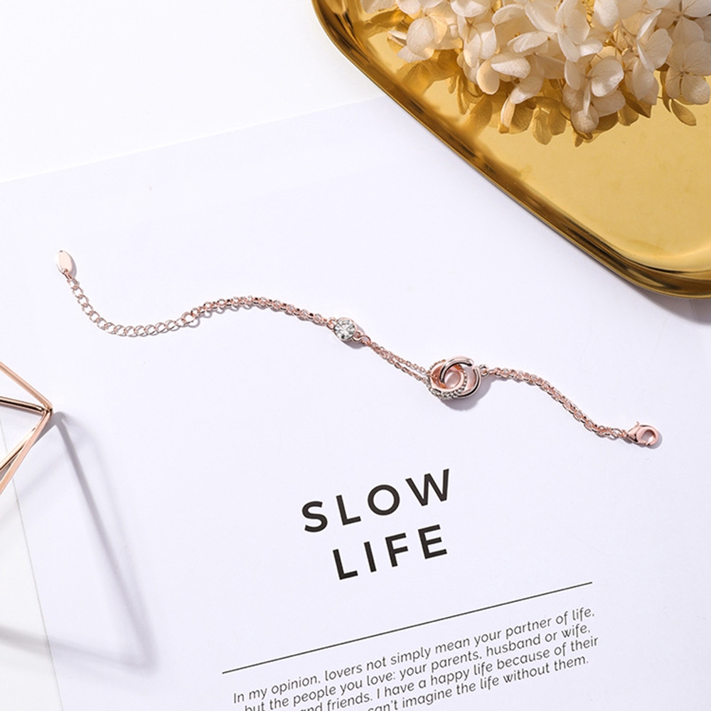 【COD Tangding】Double Circle Round Bracelet Korea Fashion Style Jewellery Accessory