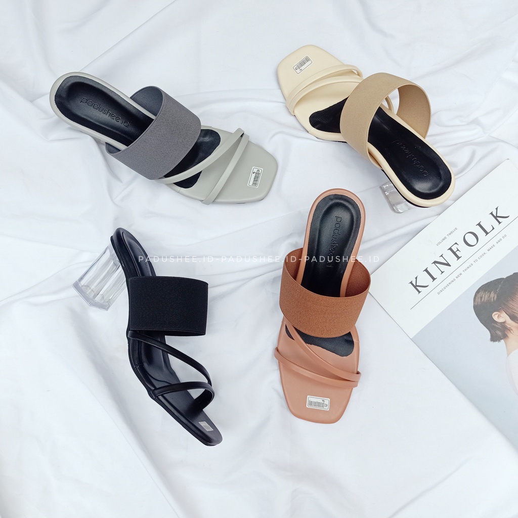 padushee.id - sandal wanita || BRUNELA || heels kaca 7 cm