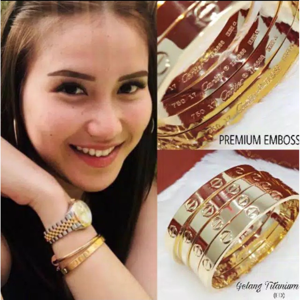 Gelang Titanium Model  Dengan Diamond Artifisial  Dengan 750