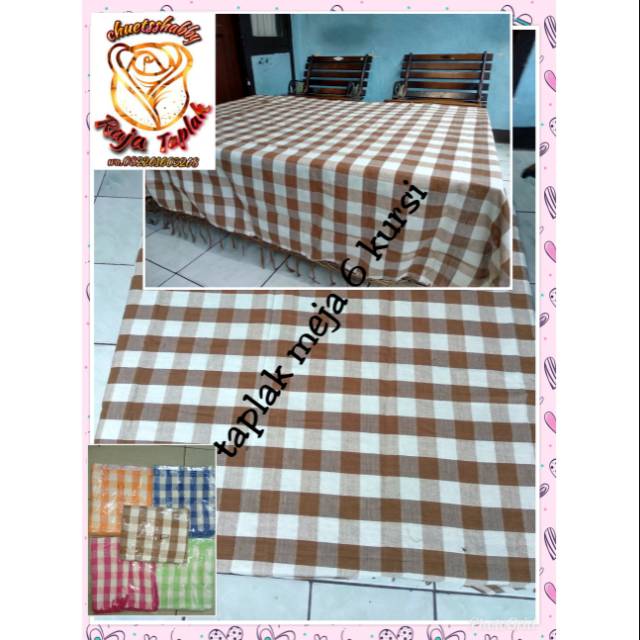 TAPLAK meja makan tenun 6 kursi persegi warna coklat,merah,hijau dll