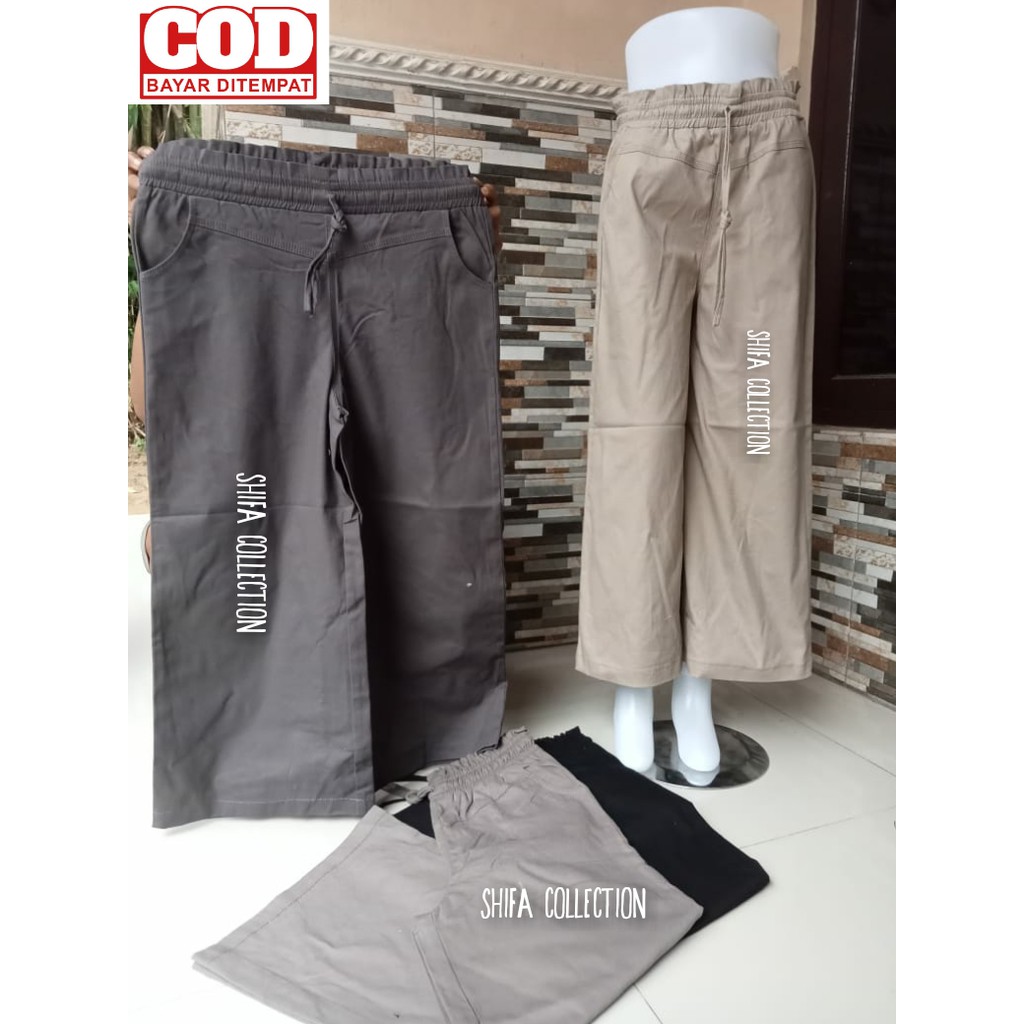 Celana Kulot Wanita Panjang Bahan Twill Combed - Ukuran Standar/Jumbo/Super Jumbo (BB 40-100 kg)