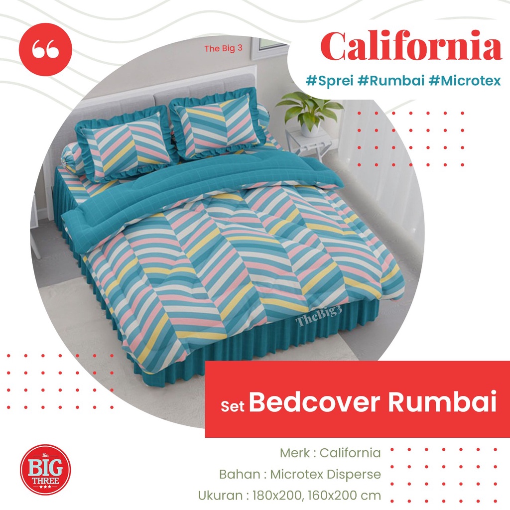 BEDCOVER SET CALIFORNIA KING 180x200 / 160x200 BED COVER King Size 180 - Green Sapphire Esme Cheese Balena Alena Bianca Azela - BC