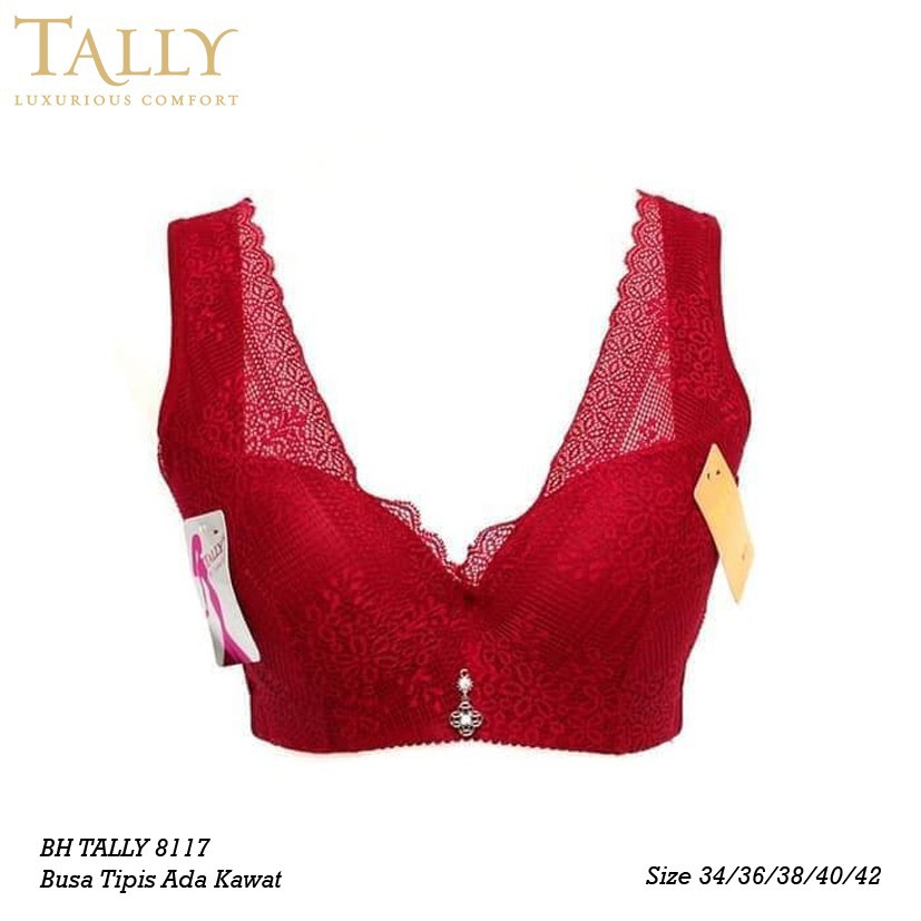 TALLY 8117 Bh Penekan lemak brokat kait 4 kawat- Bra Jumbo CUP D