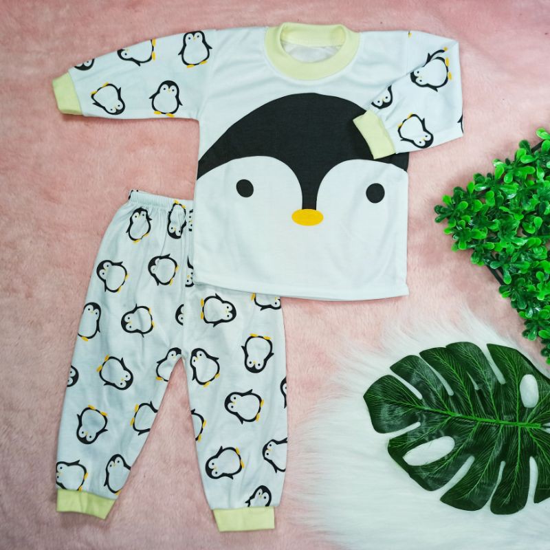 Ss#8003 Piyama Bayi Size 0-10bulan / Pakaian Bayi / Baju Tidur Anak Gambar Pinguin