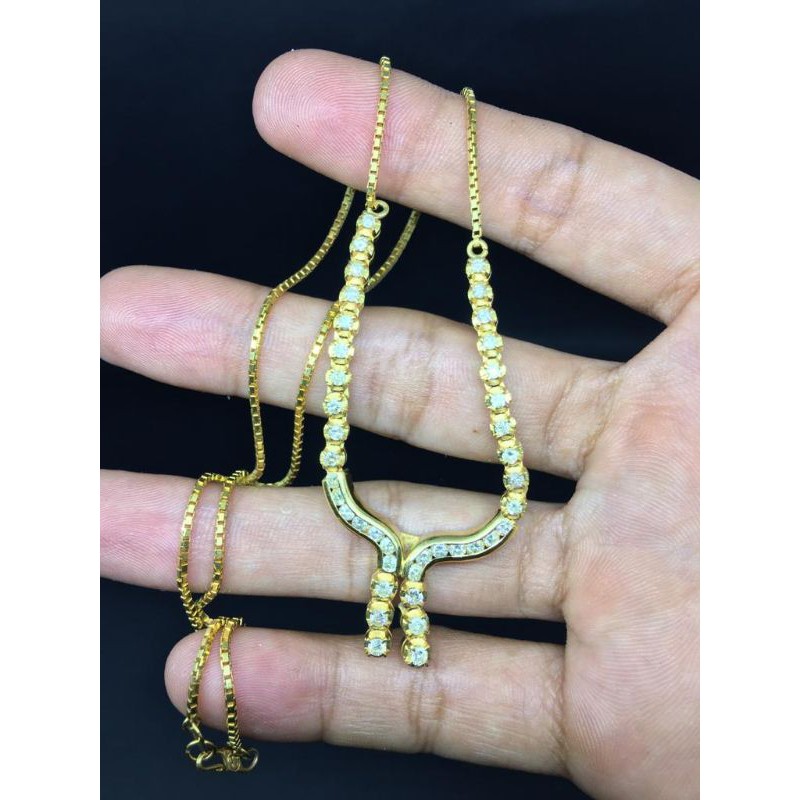 kalung emas bermata berlian eropa