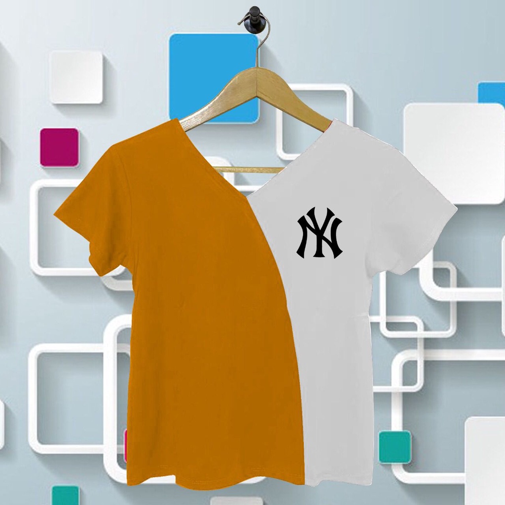 Kaos Kombinasi Wanita Logo NY / T-Shirt Wanita Terbaru / Baju Kaos Kekinian