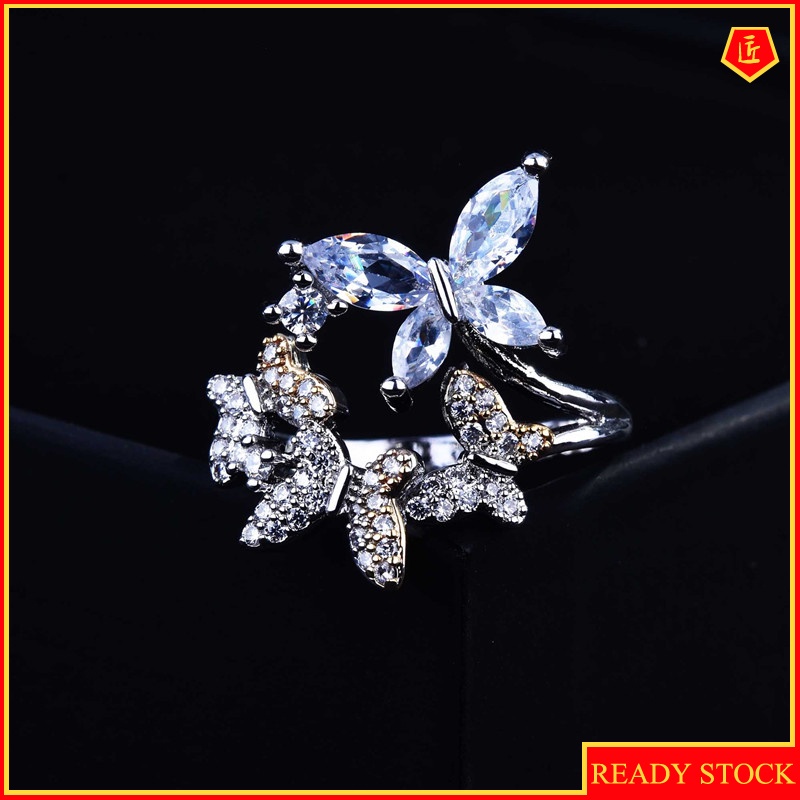 [Ready Stock]Exquisite Diamond Butterfly Ring Fashion Personality