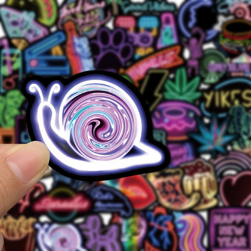 50pcs Stiker Kartun Neon Kreatif Diy Anti Air Untuk Laptop / Cangkir Air