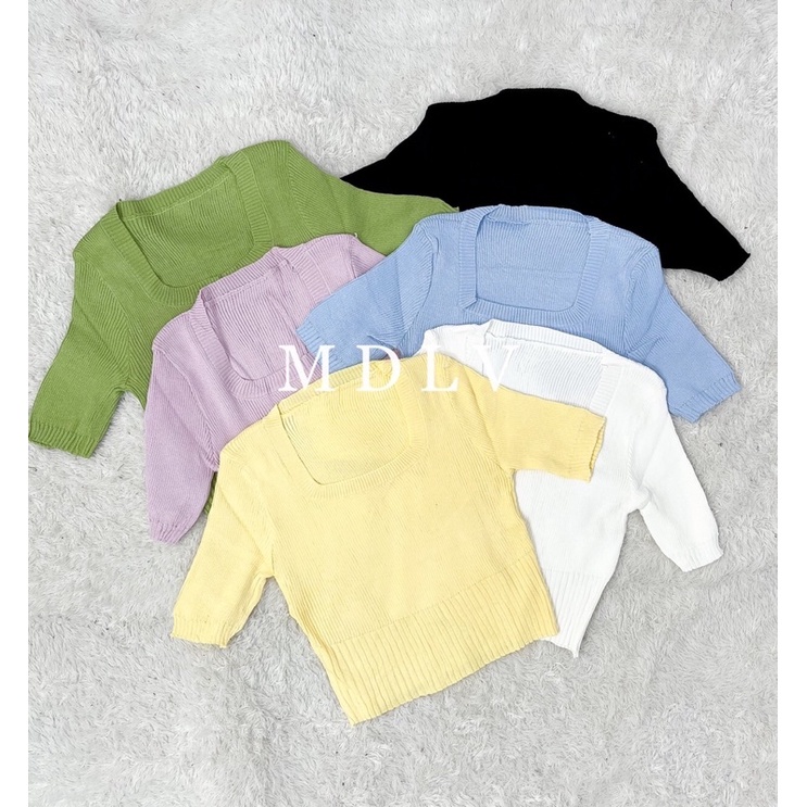 MDLV ~ A9385# Verdusa Knit Cropped top Atasan Crop Rajut Basic Fashion Import