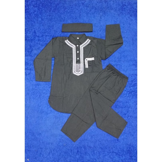 SETELAN KOKO ANAK KOKO PAKISTAN BORDIR HITAM PANJANG