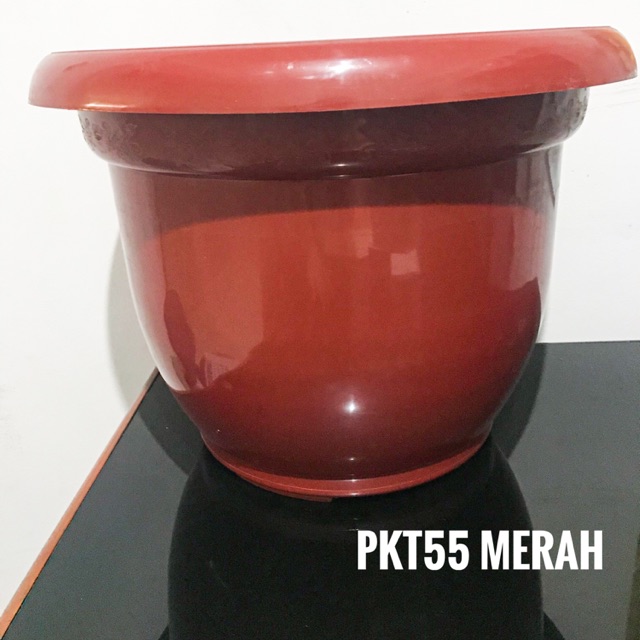 Pot kembang plastik | pot bunga plastik | pot tanaman | pot motif | pot besar - PKT55 merah
