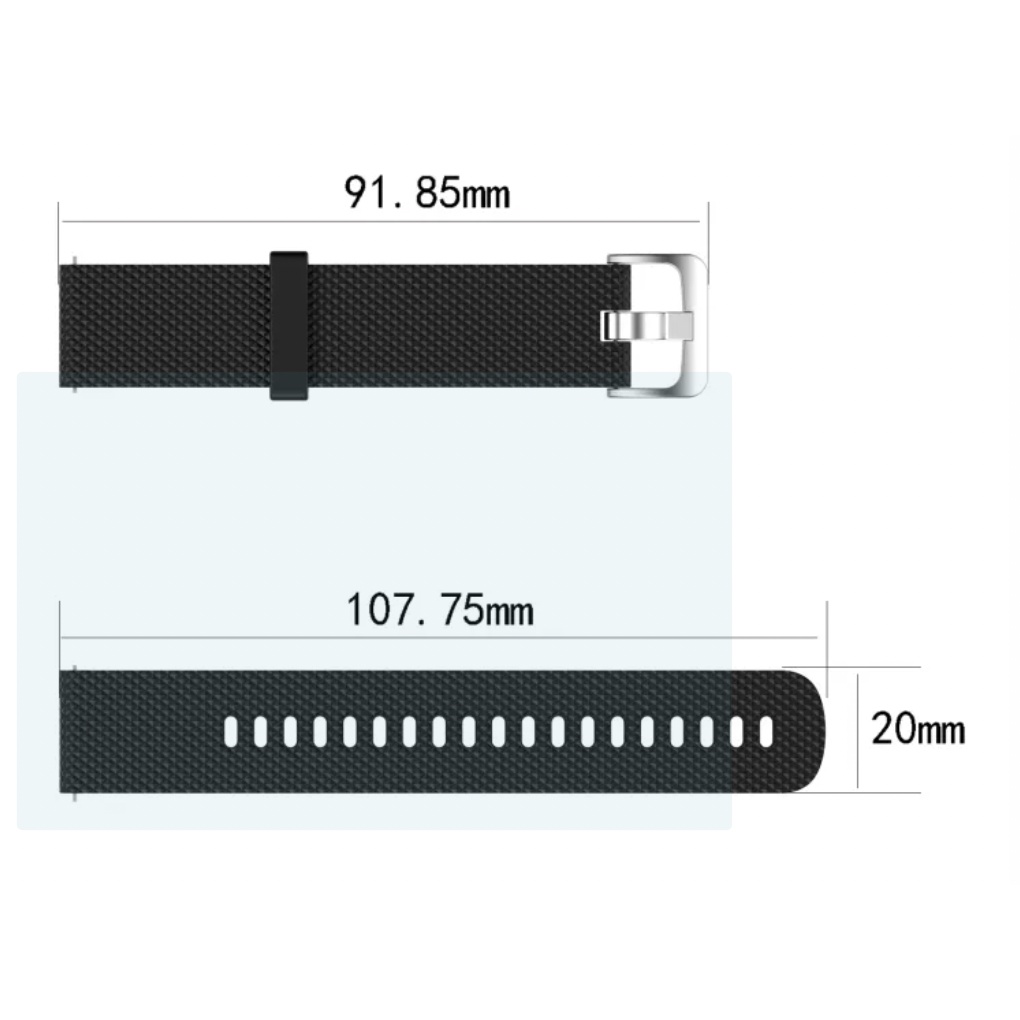 SBF Strap Oase Horizon W1 - Tali Jam 20mm Rubber Silikon Grey Buckle